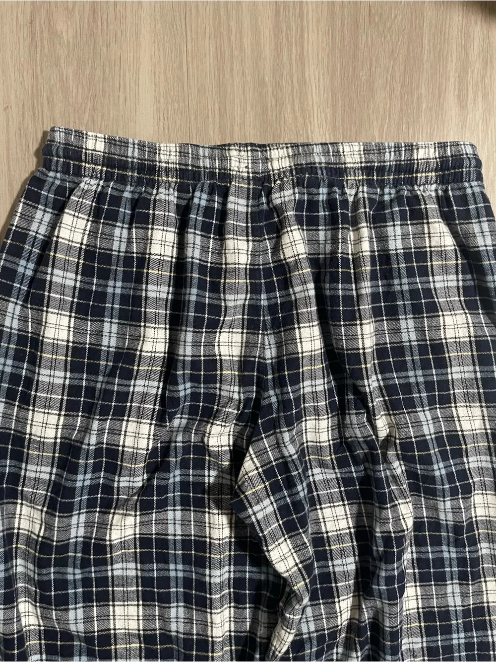Men's Navy and White Plaid Lounge Pants